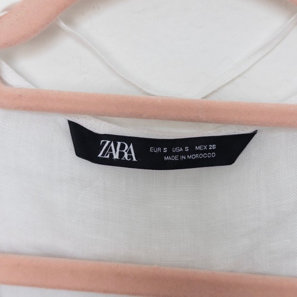 Zara Womens Linen Babydoll Top Size S White Linen Blend Coastal Minimalist Lagom - Picture 5 of 8